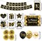 Happy Anniversary Decoration - Black & Gold Banner Set with 18 Balloons, Swirls & Pom Poms (Black, Gold)